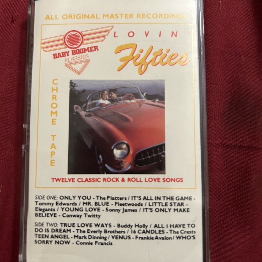 Vintage 50s music cassette tape. Lovin’ Fifties Baby Boomer Classics